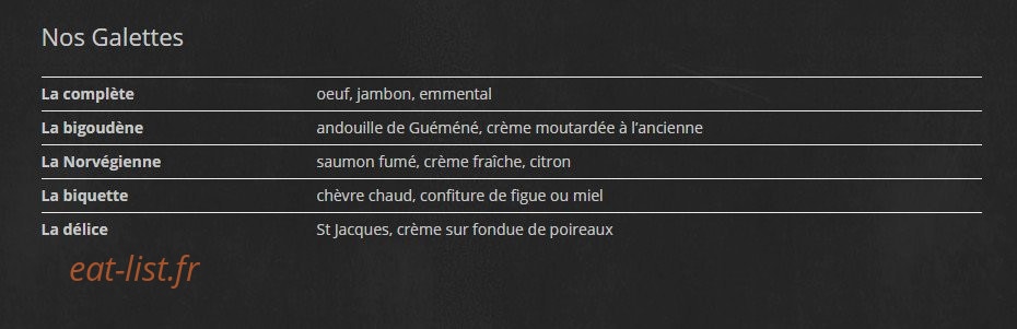 La Crêpe Gourmande — carte page 1