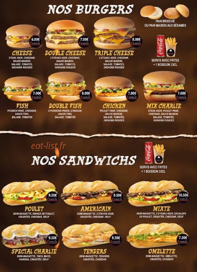 Charlie foods — carte page 3