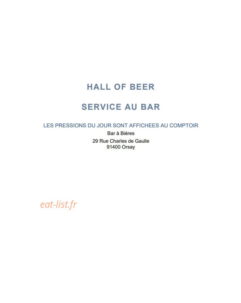 Hall Of Beer — carte page 1