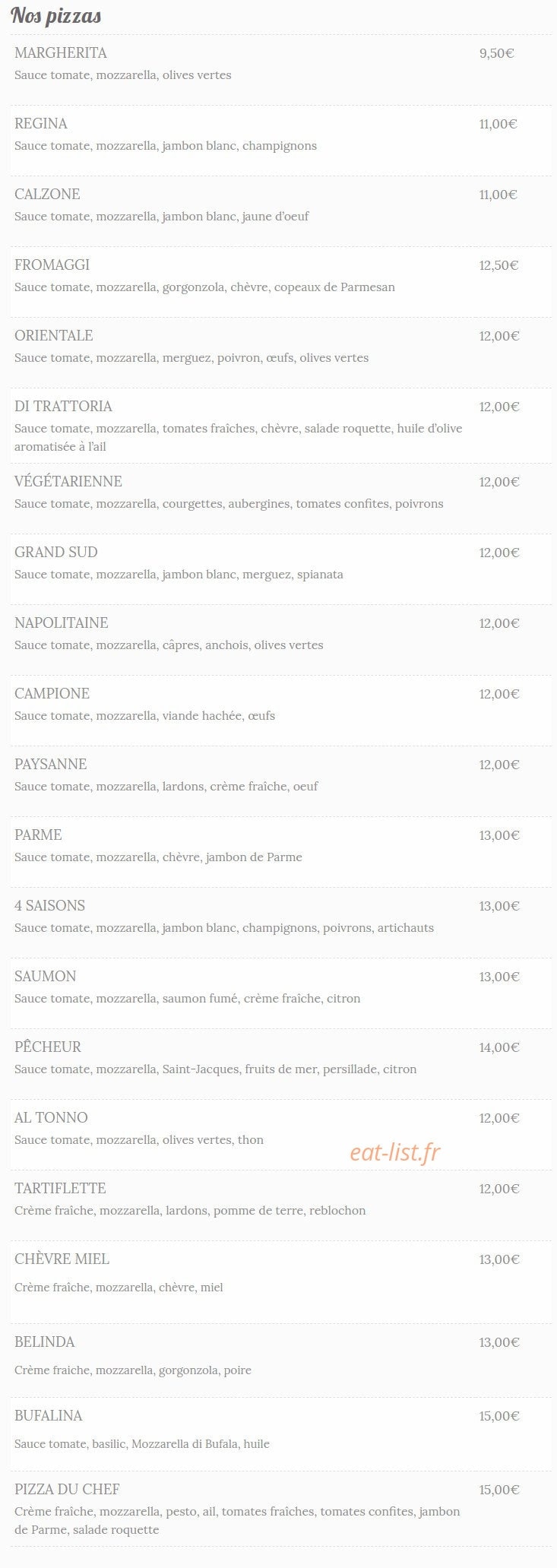 Trattoria Belinda — carte page 3