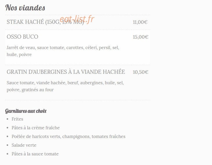 Trattoria Belinda — carte page 6