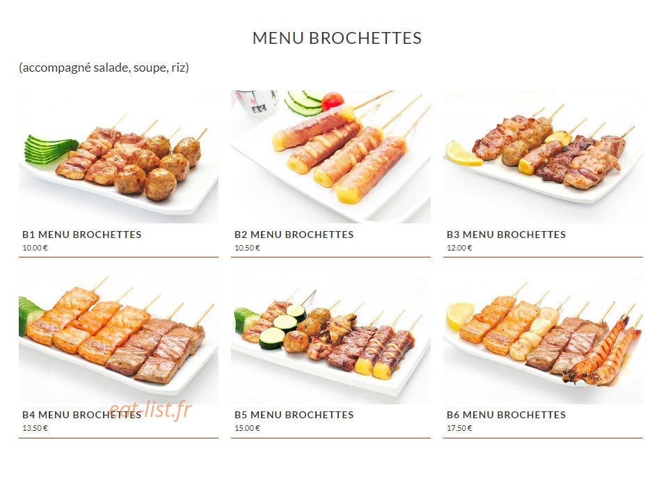 Asaki Sushi — carte page 1