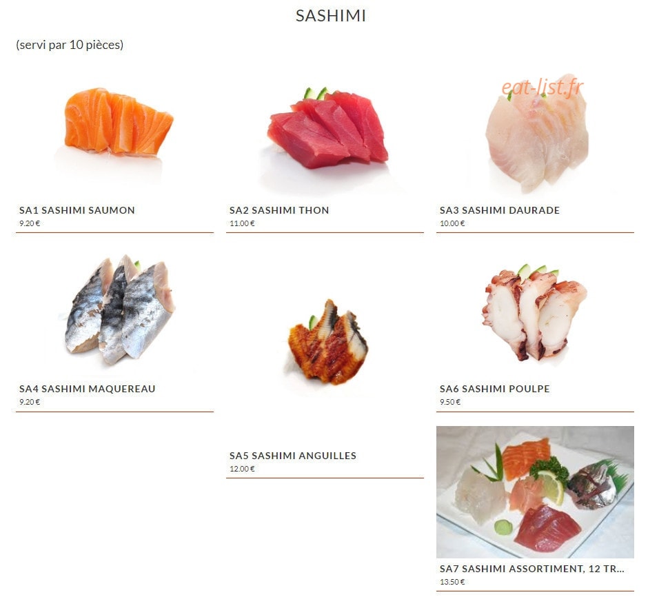 Asaki Sushi — carte page 18