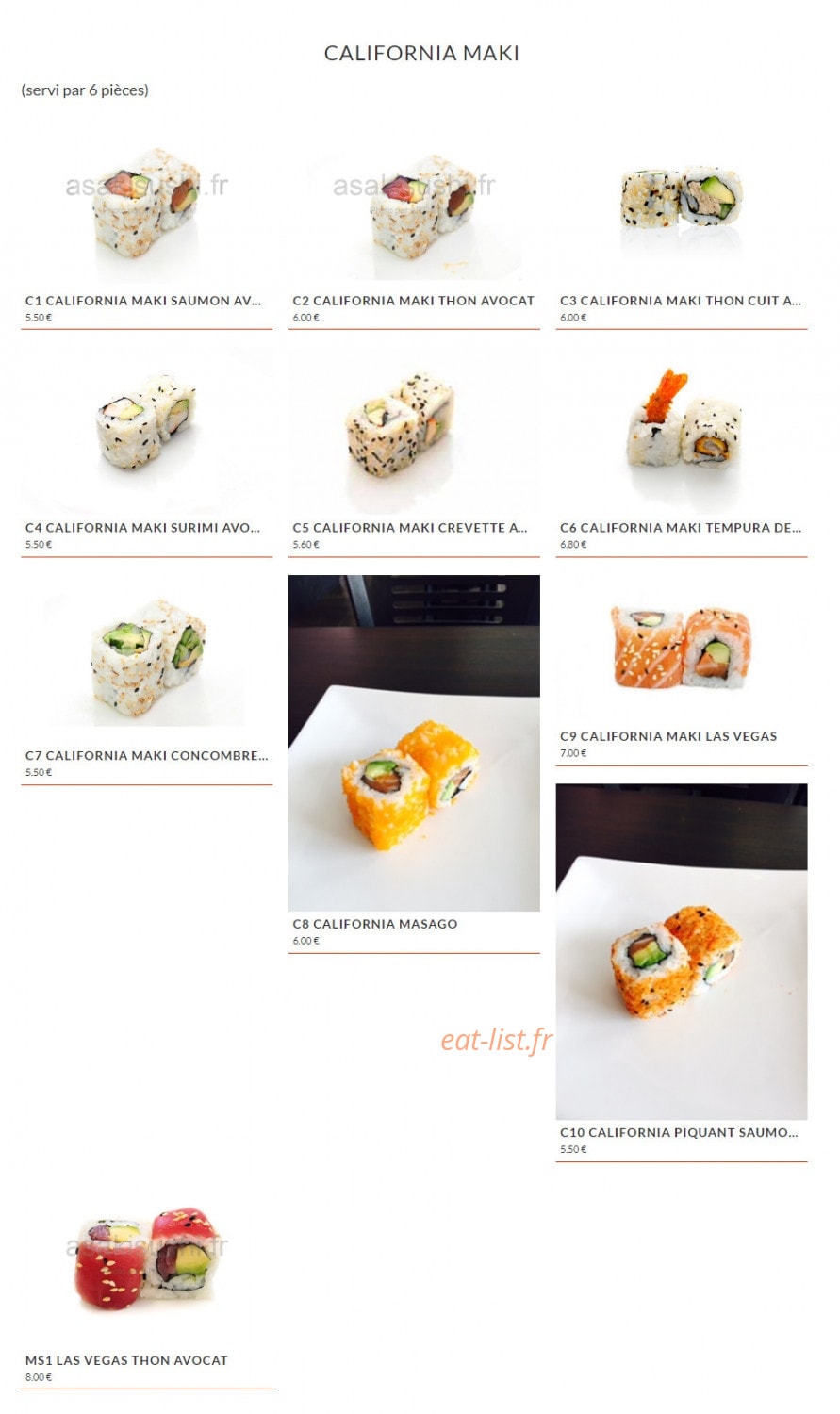 Asaki Sushi — carte page 17