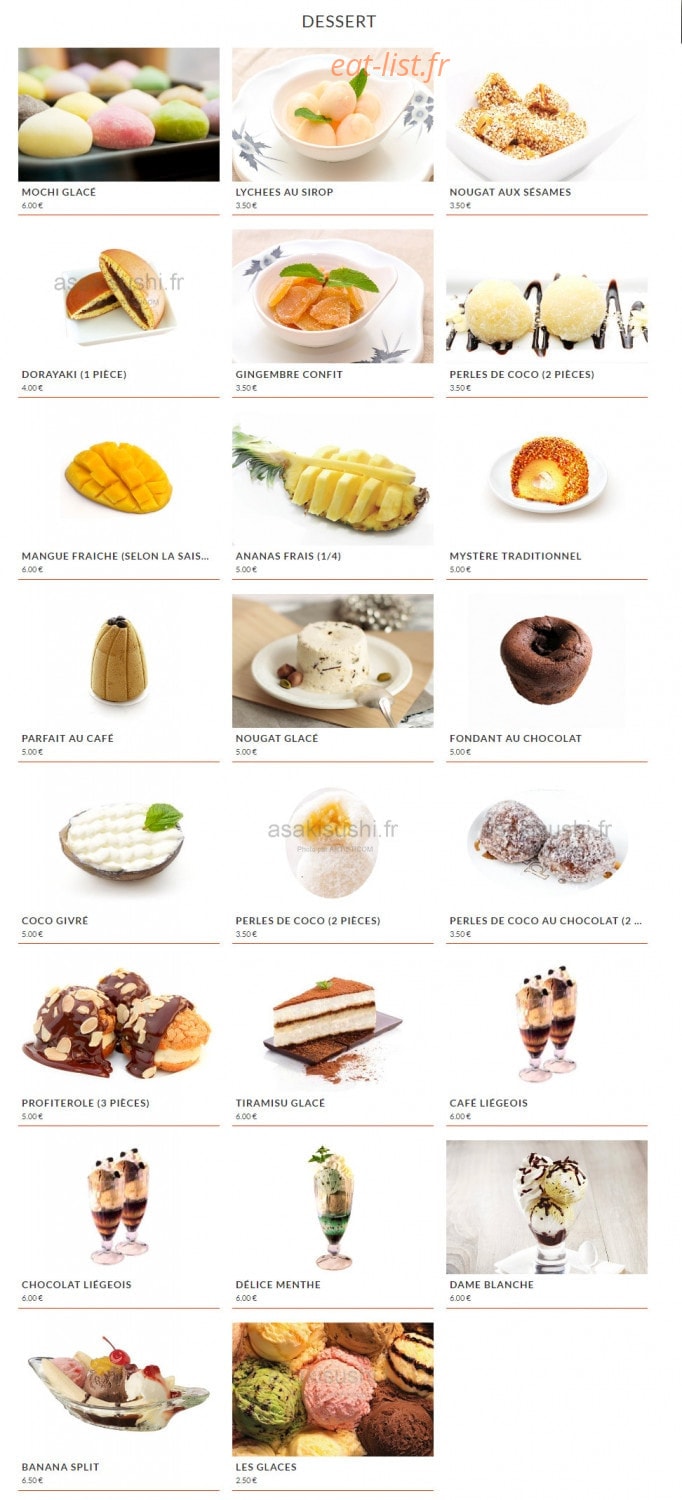 Asaki Sushi — carte page 25