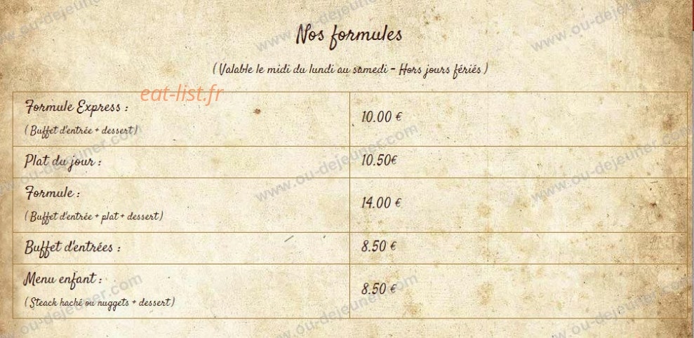 Auberge  du Faubourg — carte page 1