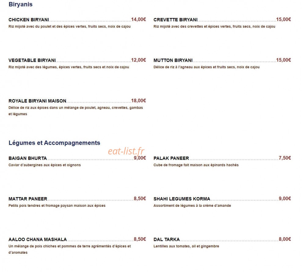 Les saveurs d'Himalaya — carte page 2