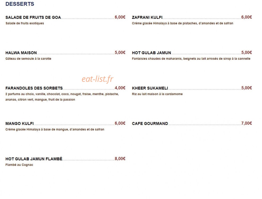 Les saveurs d'Himalaya — carte page 7