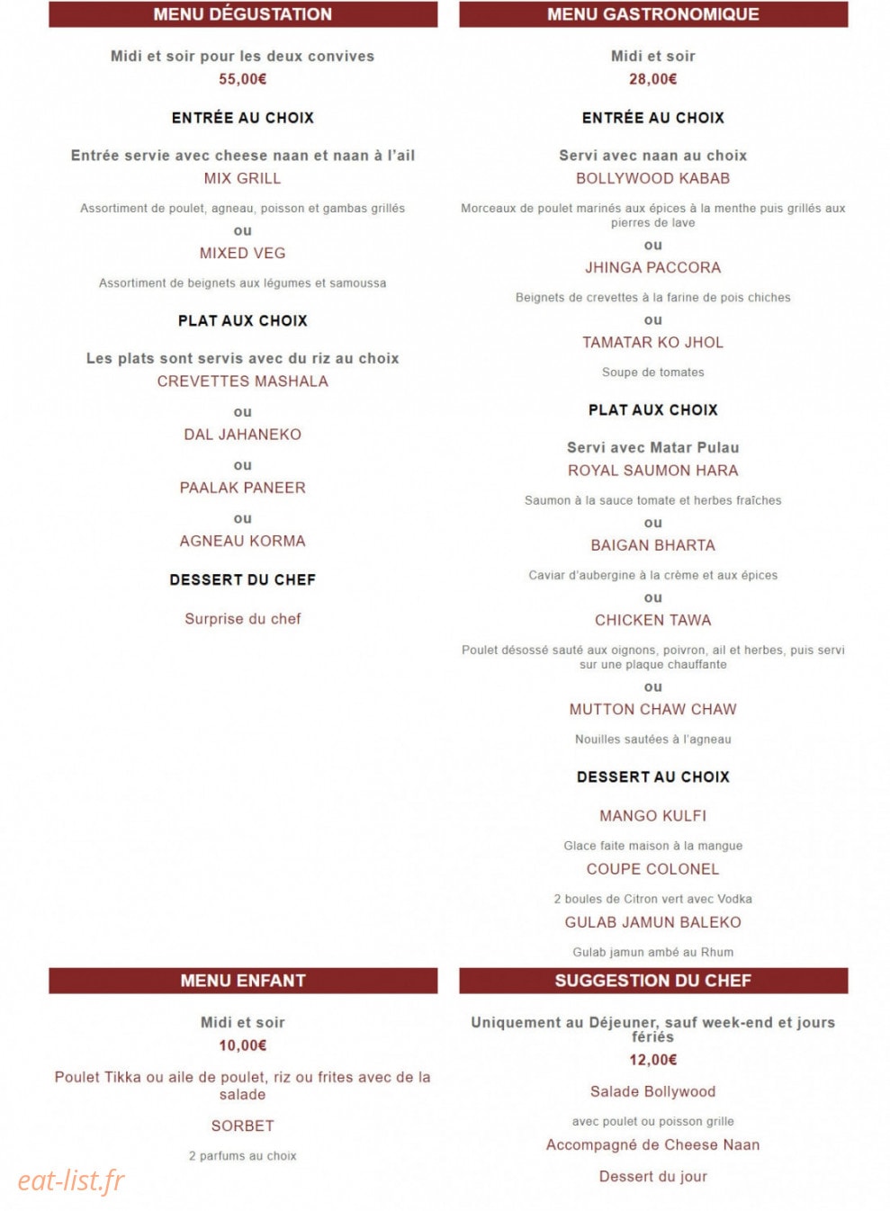 Les saveurs d'Himalaya — carte page 9