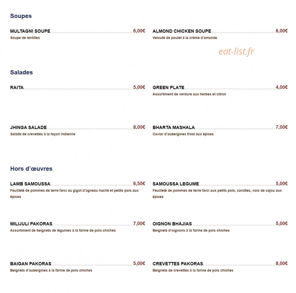 Les saveurs d'Himalaya — carte page 1