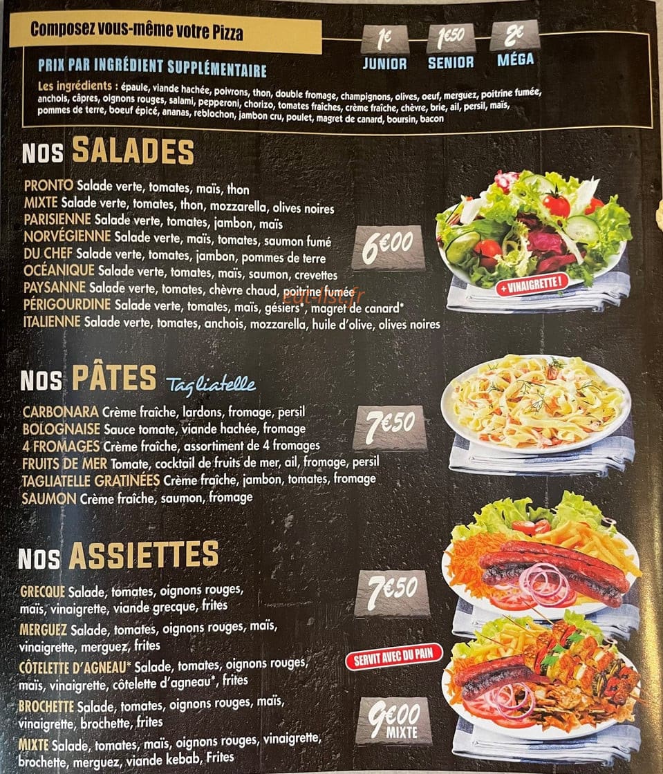 Pizza Pronto — carte page 1
