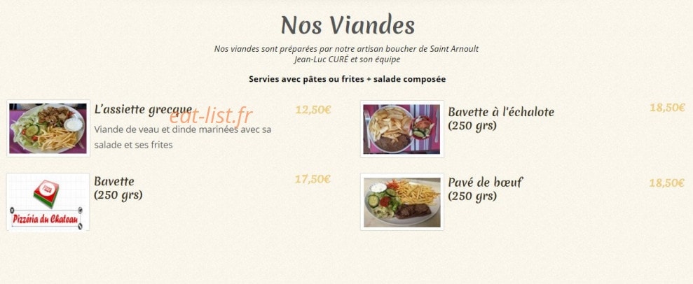 Pizzéria du Chateau — carte page 4