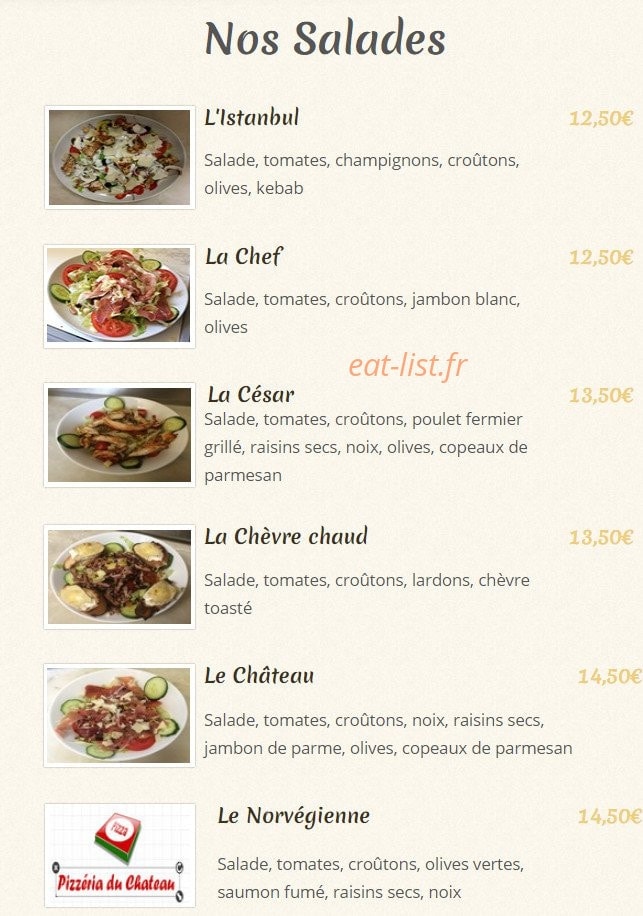 Pizzéria du Chateau — carte page 3