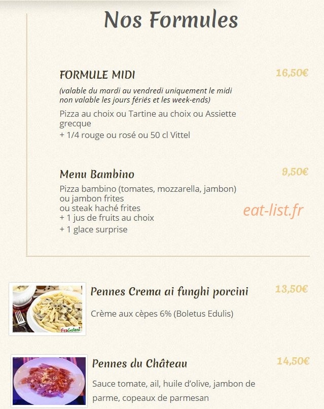 Pizzéria du Chateau — carte page 6