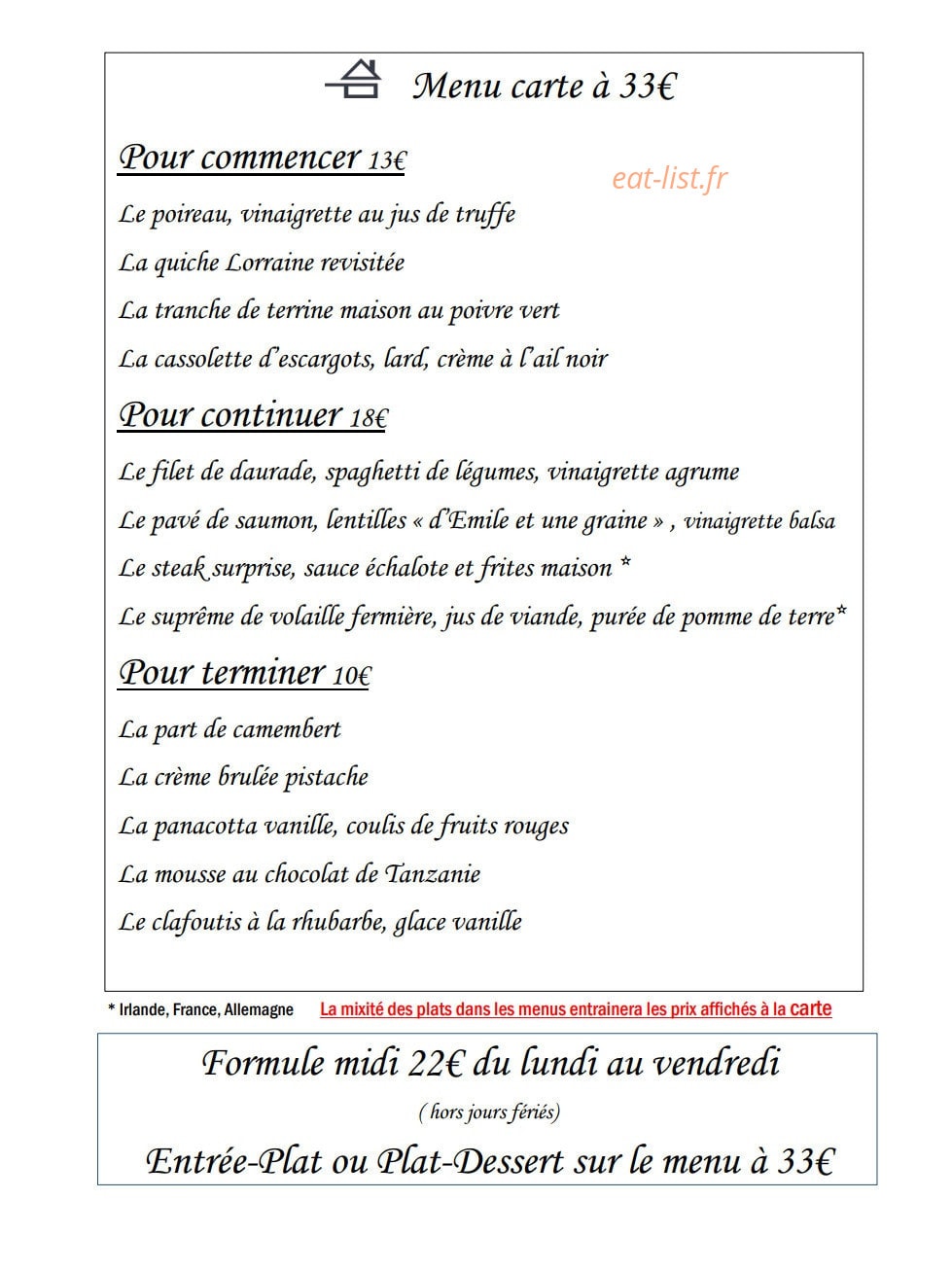 Le petit Sabayon — carte page 2