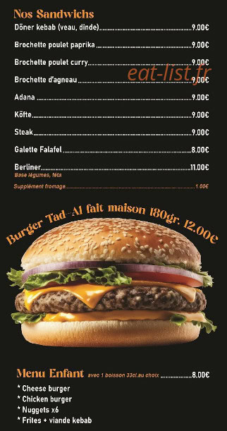 Tad Al Grill Kebab House — carte page 3