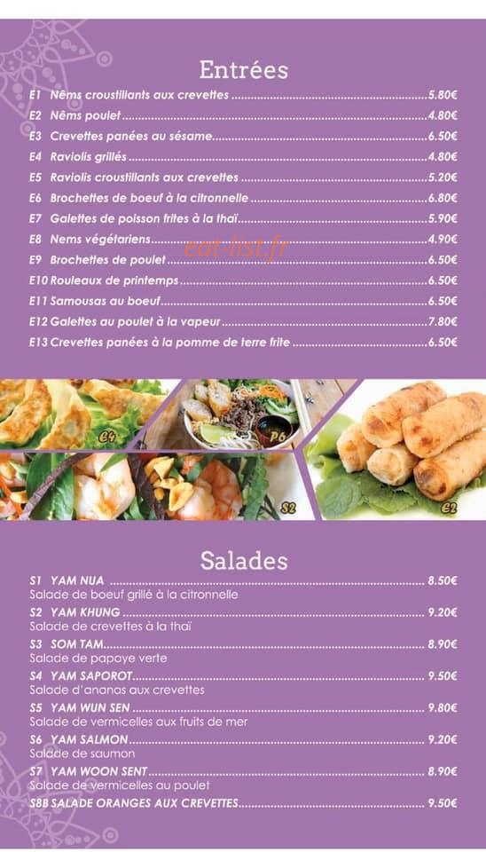 Asian Thai — carte page 1