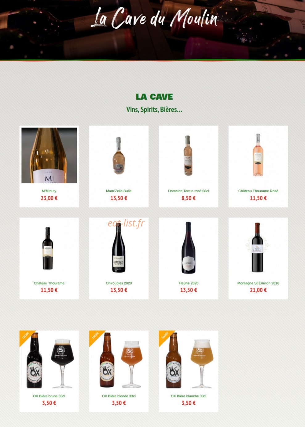 Moulin Gourmet — carte page 7
