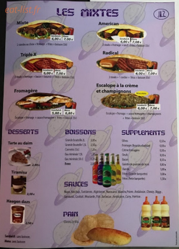 Planet Food — carte page 2