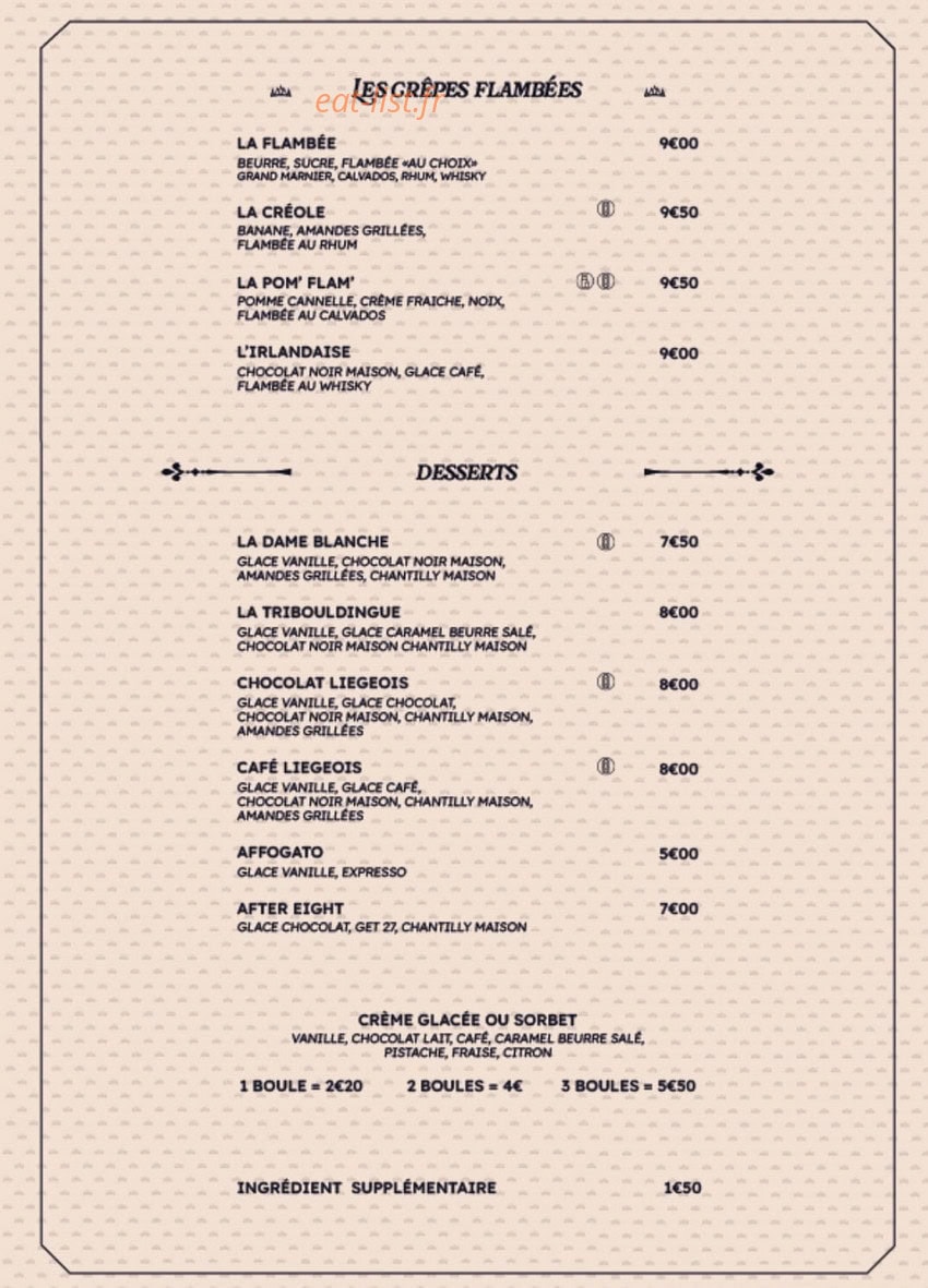 La Reine des Crepes — carte page 4
