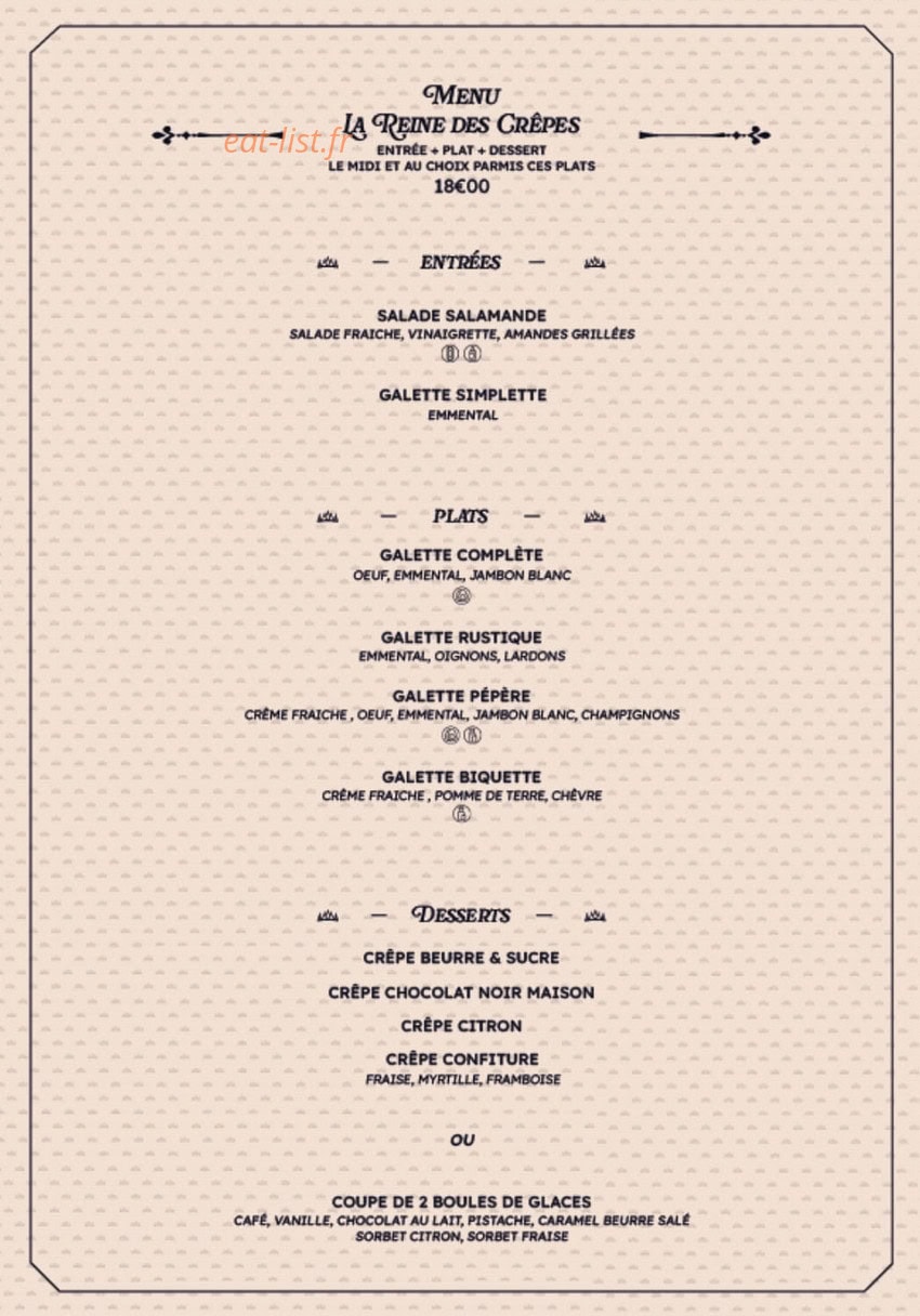 La Reine des Crepes — carte page 2