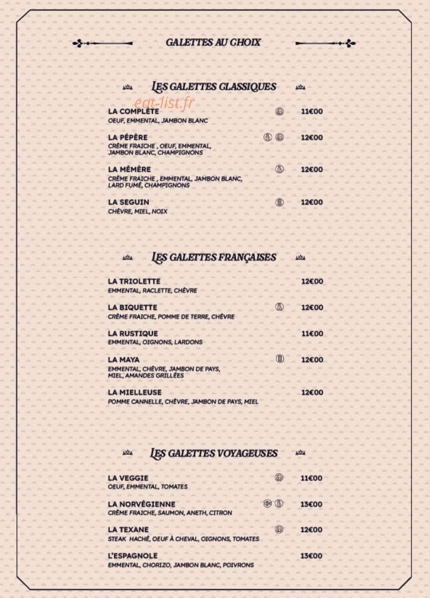 La Reine des Crepes — carte page 7