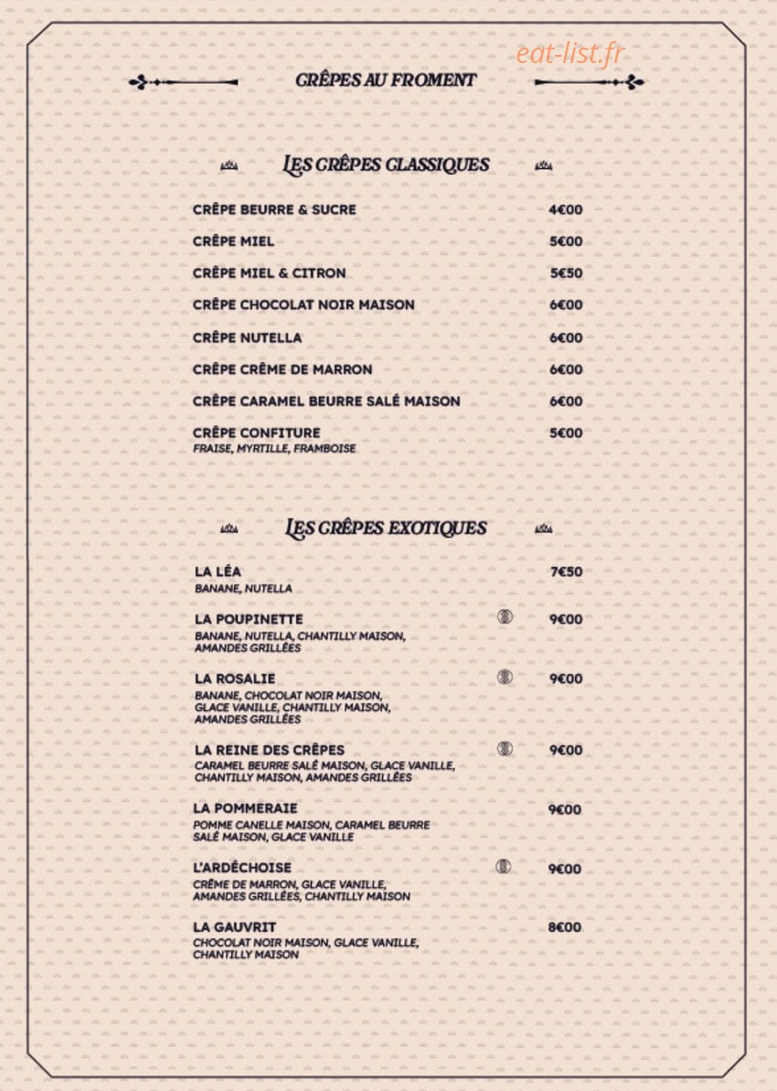 La Reine des Crepes — carte page 5