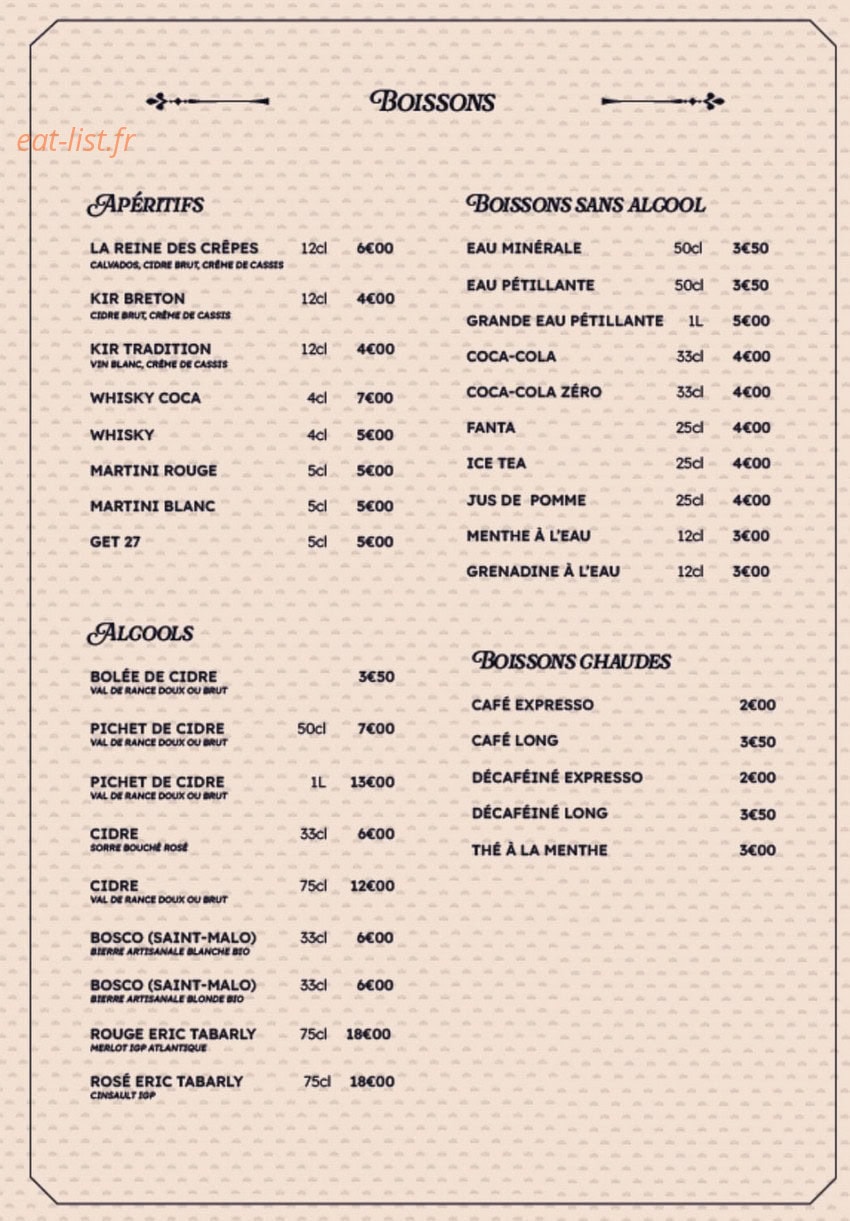 La Reine des Crepes — carte page 8