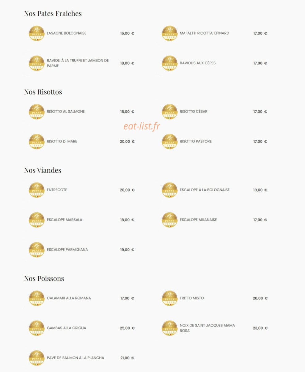 Pizza césar — carte page 2
