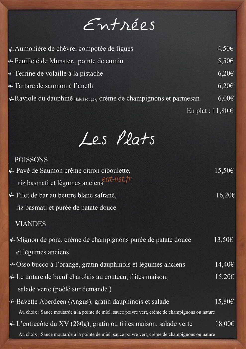 Le Quinze — carte page 1