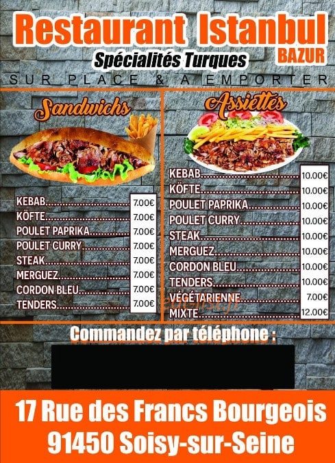Restaurant Istanbul Bazur — carte page 1