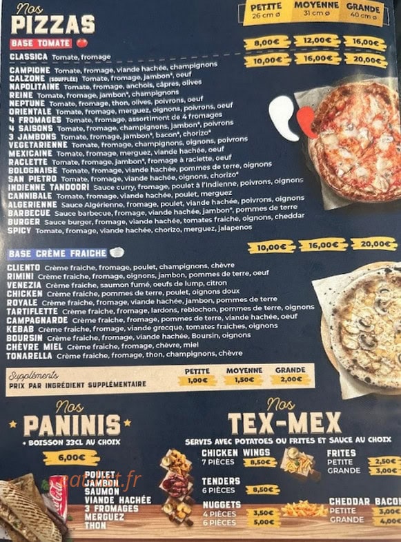 Papilles Pizza — carte page 2