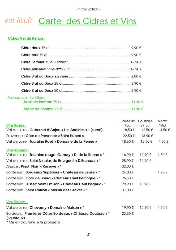 Le Chat Botté — carte page 5