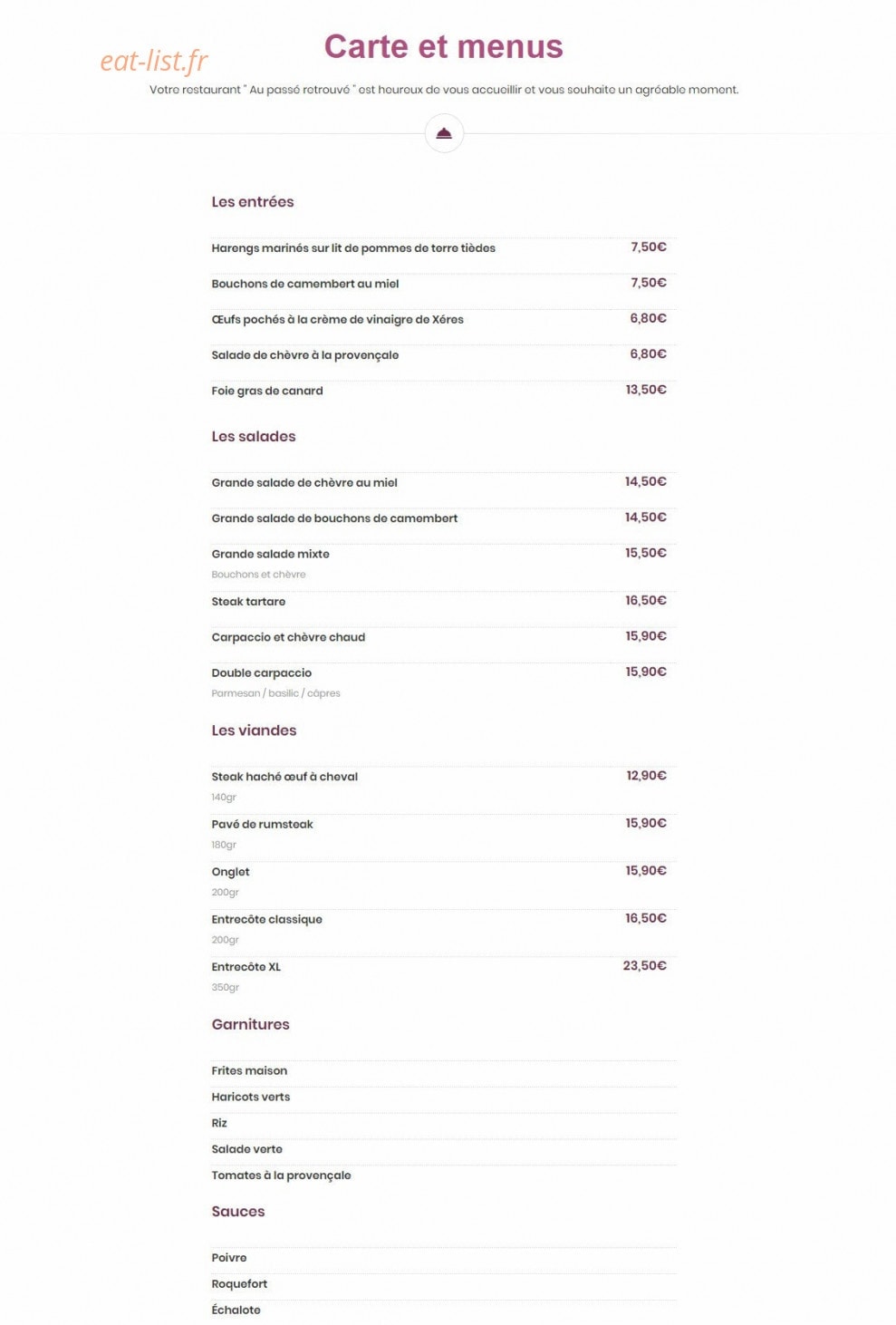 Au Passé Retrouvé — carte page 2