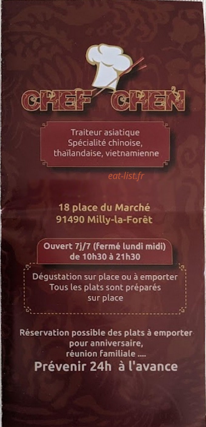 Chef Chen — carte page 1