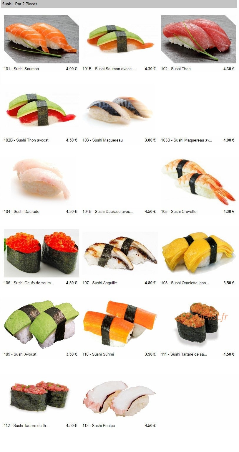 Milly Sushi — carte page 2