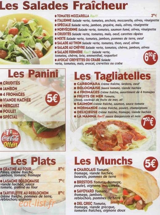 Pizza express — carte page 1