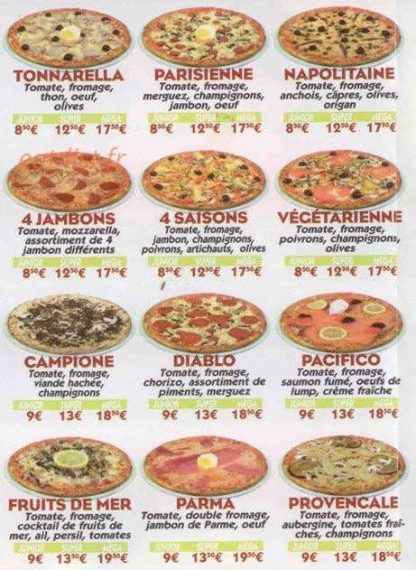 Pizza Express — carte page 2