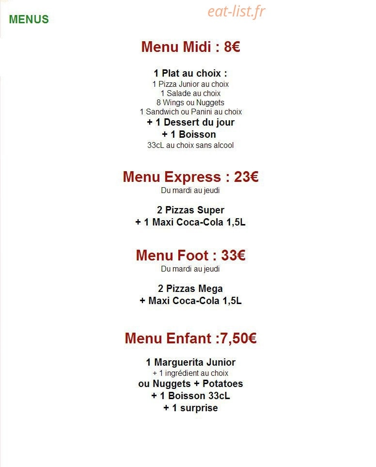 Pizza Express — carte page 6