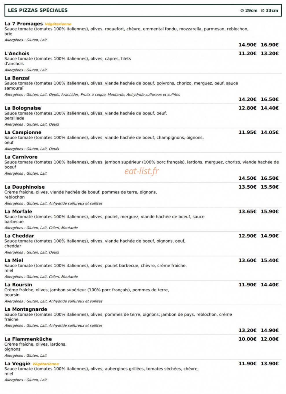 Le kiosque à pizzas — carte page 3