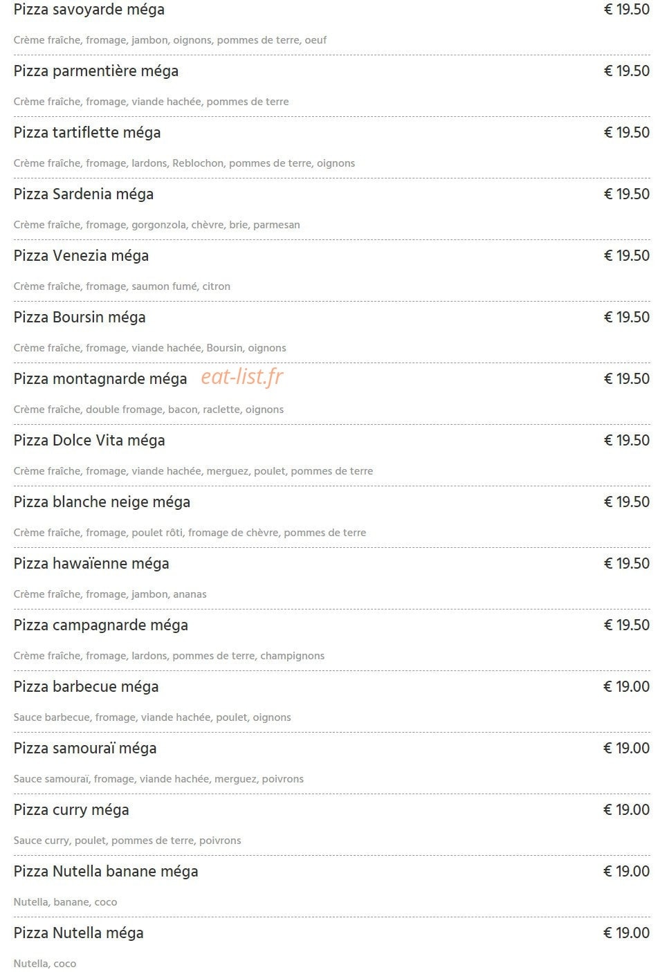 Yolo Pizza — carte page 9