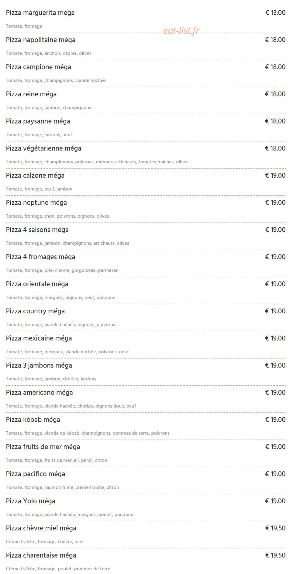 Yolo Pizza — carte page 8