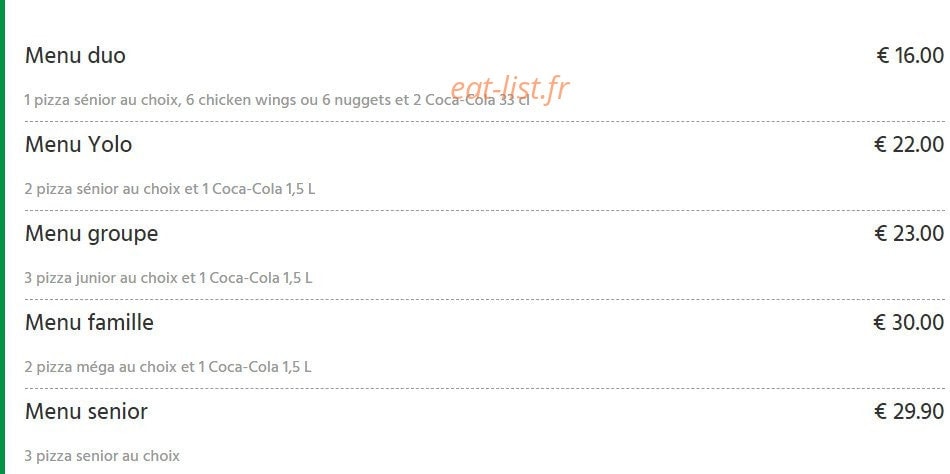 Yolo Pizza — carte page 2