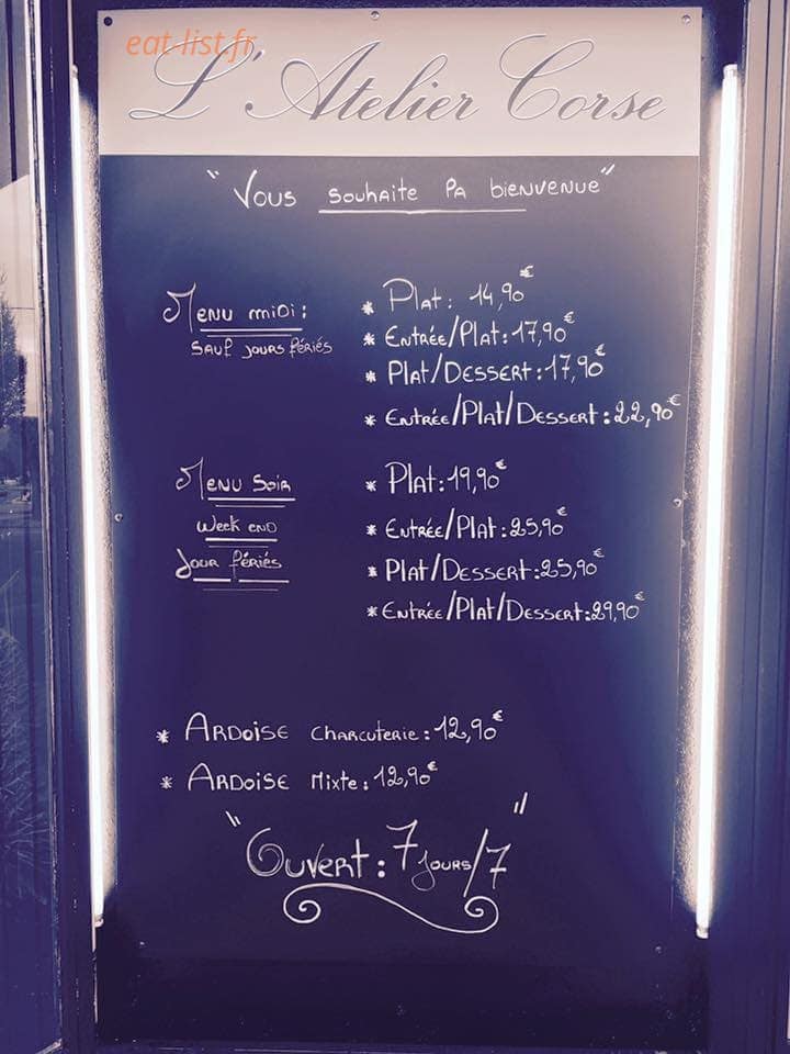 L'Atelier Corse — carte page 1