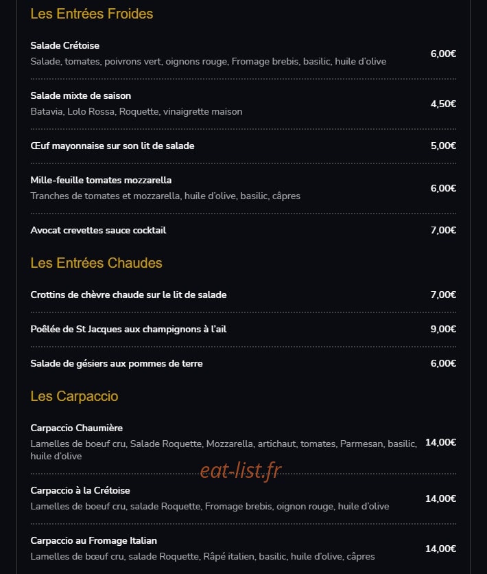 La Chaumière Romaine — carte page 3