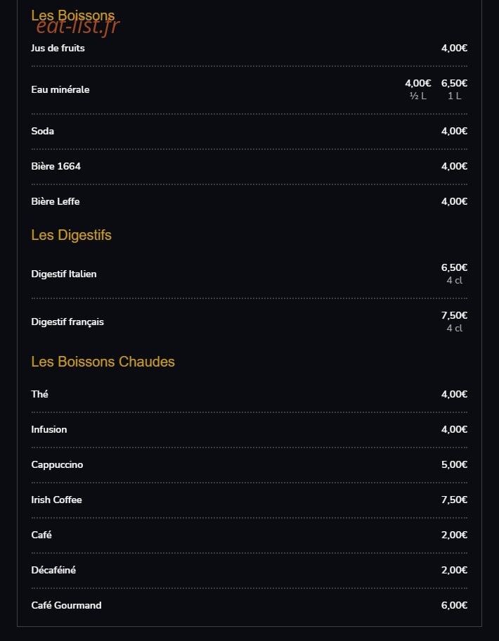 La Chaumière Romaine — carte page 9