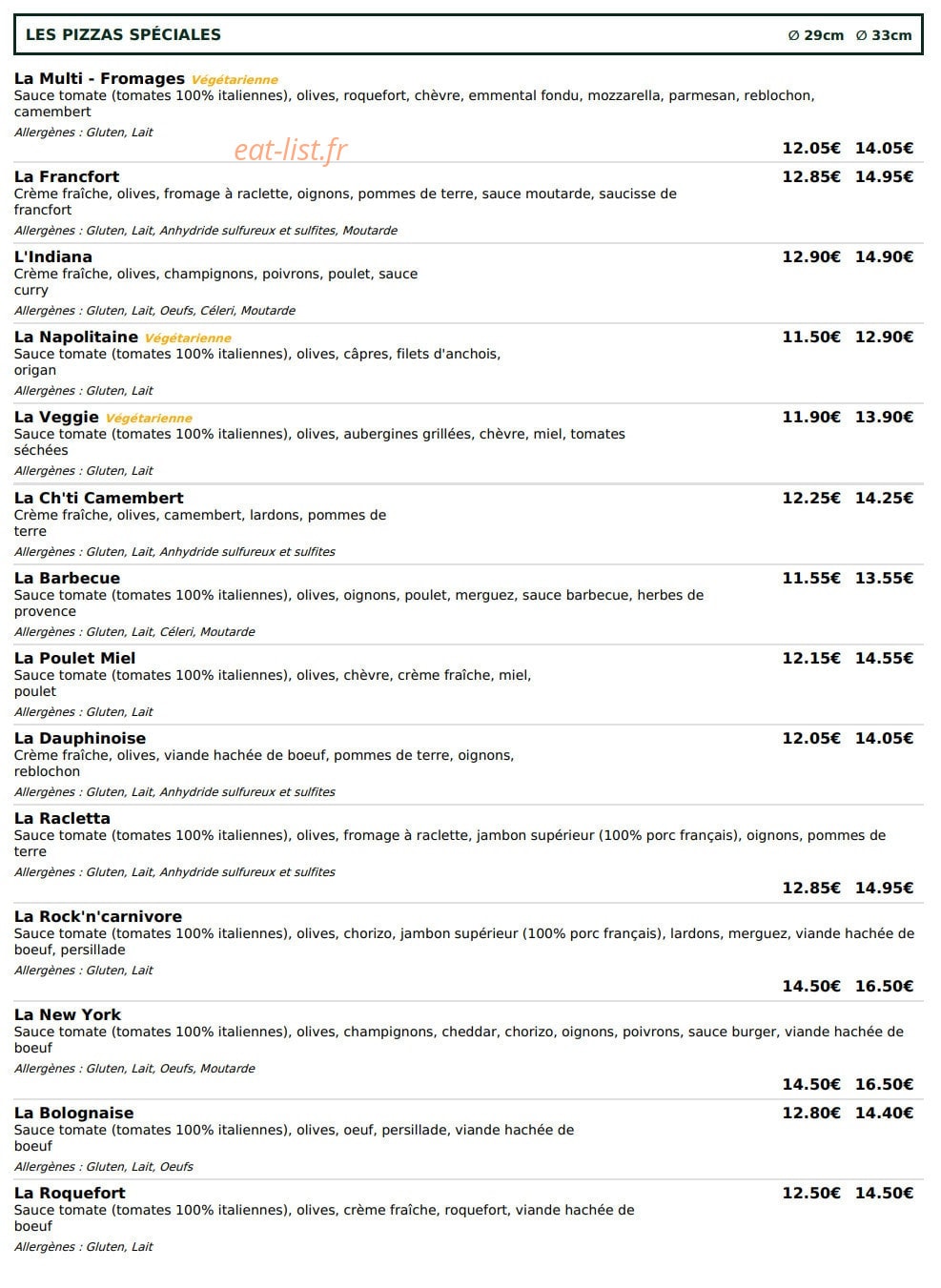 Le Kiosque à Pizzas — carte page 3
