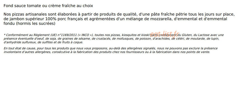 Le Kiosque à Pizzas — carte page 6