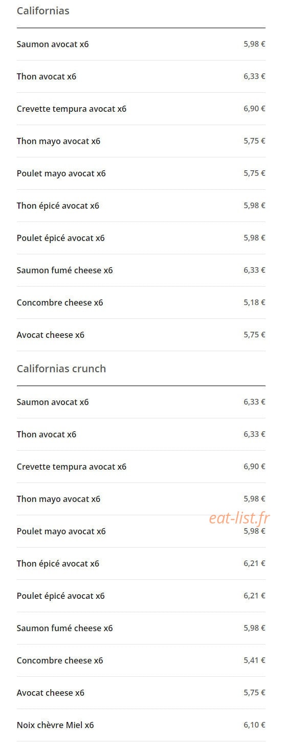 Mennecy Sushi — carte page 7