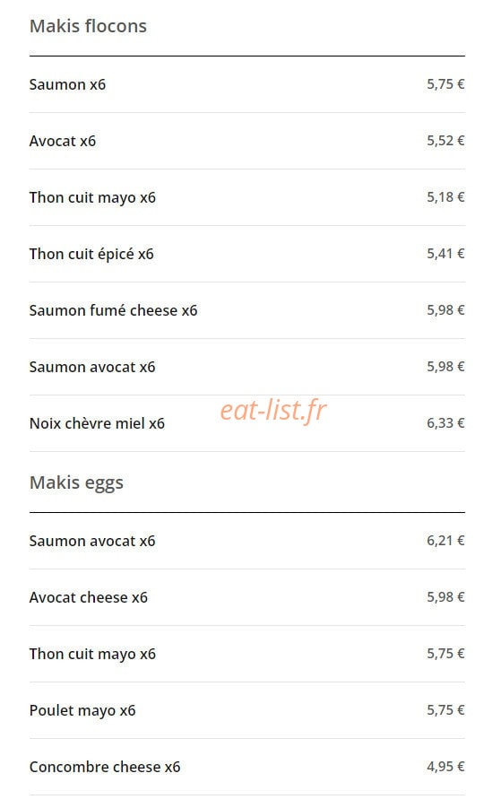 Mennecy Sushi — carte page 6